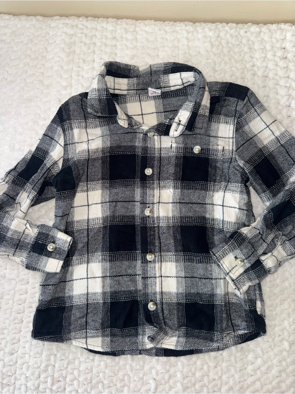 Old Navy Black and White Plaid Button-Down Shirt for Kids